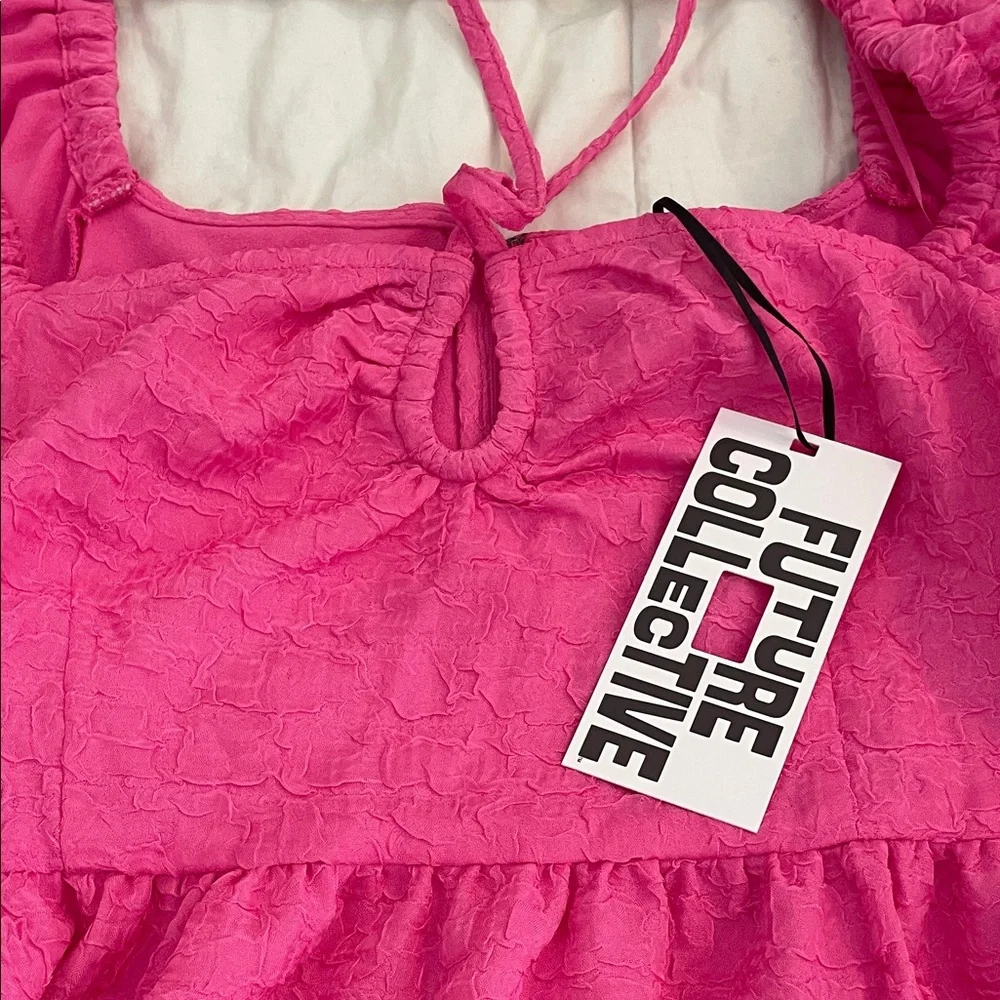 Future Collective Fuchsia Puff Sleeve Blouse - Picture 6 of 9
